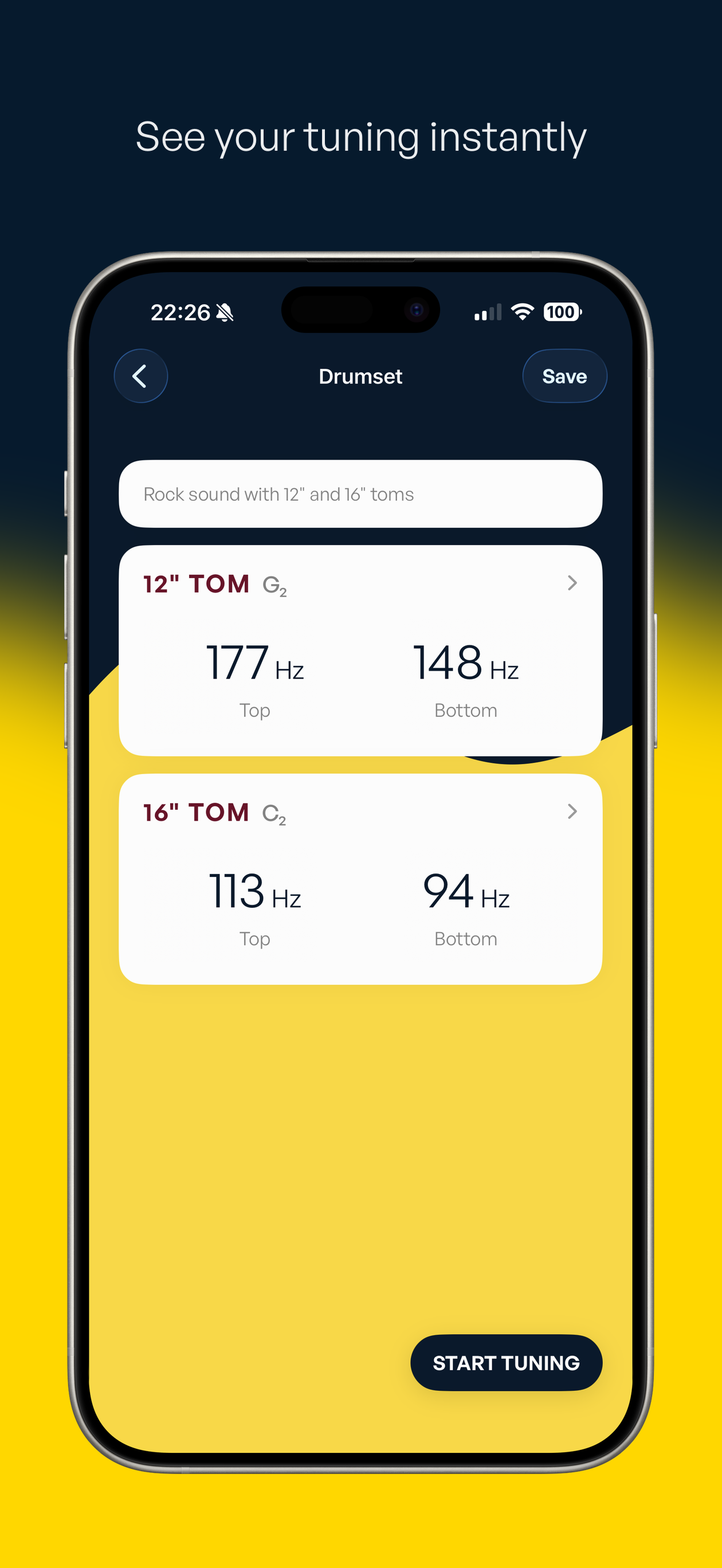 Gold Tune generated tuning recommendations screen